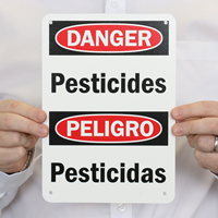 Bilingual Danger Pesticides Sign