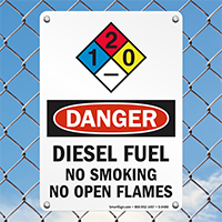 Diesel Fuel No Smoking No Open Flames Sign