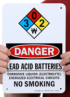 Lead Acid Batteries Corrosive Liquids OSHA Danger Sign