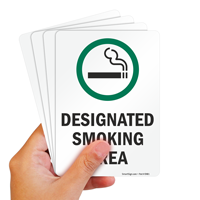 Designated Smoking Area with Cigarette Graphic Sign