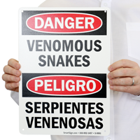 Bilingual Venomous Snakes Serpientes Venenosas Sign