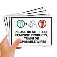 Do Not Flush Feminine Products, Trash Or Disposable Sign