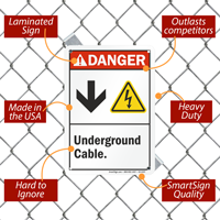 Underground Cable Down Arrow Electric Shock Symbol Sign