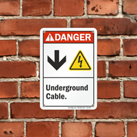 Underground Cable Down Arrow Electric Shock Symbol Sign