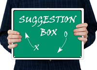 Suggestion Box with Arrow Sign
