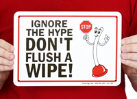 Do Not Flush Wipes Sign