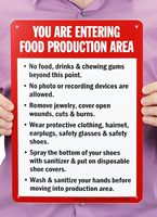 You Are Entering Food Production Area Sign