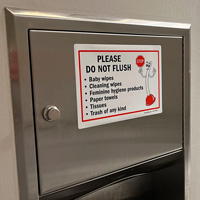 Please Do Not Flush Baby Wipes Sign