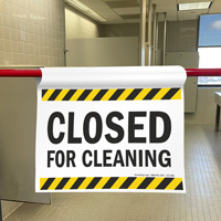 Closed For Cleaning Door Barricade Sign