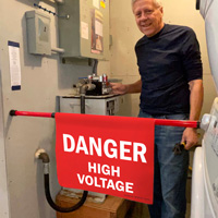 Danger High Voltage Door Barricade Sign
