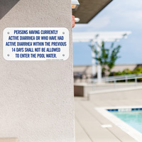 Person Having Diarrhea Not Allowed Pool Sign