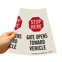 Stop Here Gate Opens Toward Vehicle Cone Collar