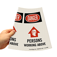 Danger Persons Working Above Cone Collar