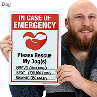 In Case Of Emergency Please Rescue My Dog Sign