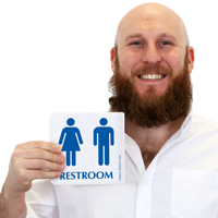 2 Sided Projecting Unisex Restroom Sign 