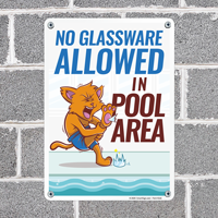 No Glass Pool Rules Sign
