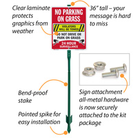 No Parking On Grass Violators Towed Surveillance Sign