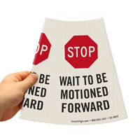 Stop Wait To Be Motioned Forward Cone Message Collar