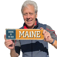 Shining In The Blue Vintage Maine Sign