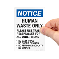 Human Waste Only OSHA Notice Washroom Etiquettes Sign