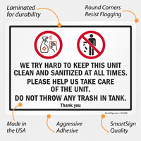 Keep Unit Clean And Sanitized Washroom Etiquettes Sign