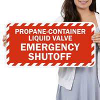 Propane-Container Liquid Valve Emergency Shutoff Sign