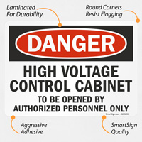 High Voltage Control Cabinet OSHA Danger Sign