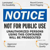 Not For Public Use OSHA Notice Sign