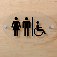 Unisex Handicap Restroom Symbol ClearBoss Sign