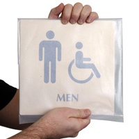 Brass Men Restroom Sign with Male and Accessible Symbols