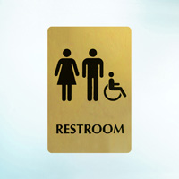 Metal Unisex Restroom Sign Male Female Accessible Symbol