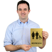 Metal Unisex Restroom Sign Male Female Accessible Symbol