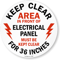 Keep Clear 36 Inches, Electrical Panel Floor Sign