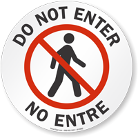 Bilingual Do Not Enter Circular Floor Sign