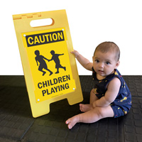 Caution Children Playing Floor Sign