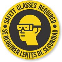 Bilingual Safety Glasses Required Slipsafe™ Floor Sign
