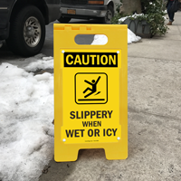Slippery When Wet Or Icy Floor Standing Sign