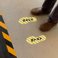 Stay Safe Footprints Floor Marker With Stripes