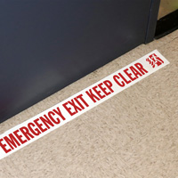 Emergency Exit Keep Clear Superior Mark Floor Message Tape