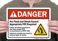 Danger Arc Flash Shock Hazard Sign
