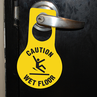 Caution Wet Floor Pear Shaped Door Hanger Tag