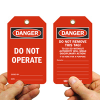 Do Not Operate Tag With Backside Option