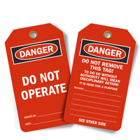 Do Not Operate Tag With Backside Option
