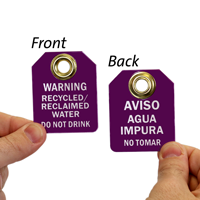 Bilingual Recycled/Reclaimed Water Do Not Drink Double-Sided Tag