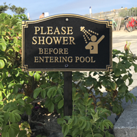 Shower Before Entering Statement Lawn Plaque
