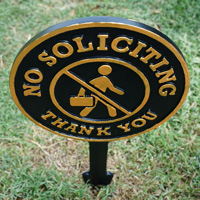 No Soliciting Thank You One Sided Lawn Stake Sign