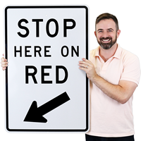 Stop Here On Red Arrow Traffic Sign